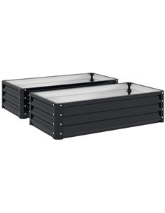 Outsunny Set of 2 Raised Beds for Garden, Galvanised Outdoor Planters for Herbs Vegetables, Use for Patio Balcony, Grey