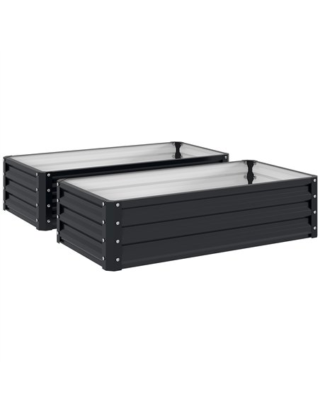 Outsunny Set of 2 Raised Beds for Garden, Galvanised Outdoor Planters for Herbs Vegetables, Use for Patio Balcony, Grey - pic 187069 | FastDaddyshop