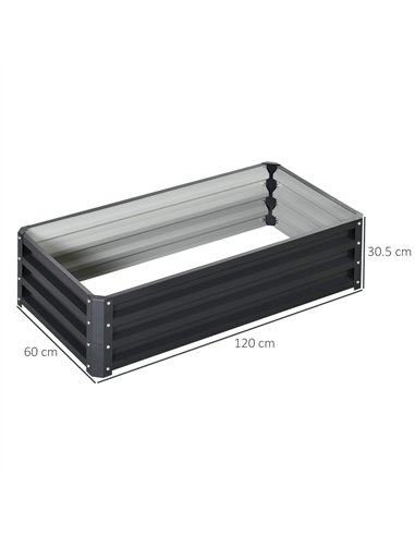 Outsunny Set of 2 Raised Beds for Garden, Galvanised Outdoor Planters for Herbs Vegetables, Use for Patio Balcony, Grey