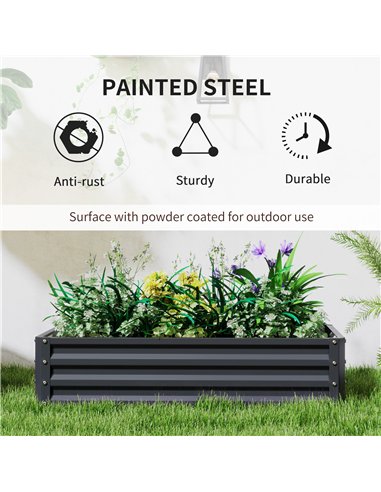 Outsunny Set of 2 Raised Beds for Garden, Galvanised Outdoor Planters for Herbs Vegetables, Use for Patio Balcony, Grey