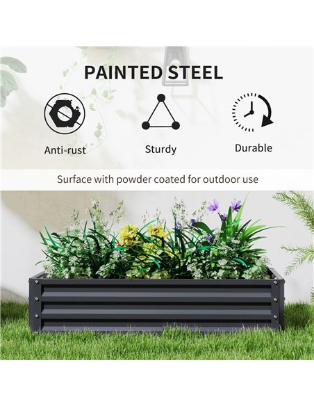 Outsunny Set of 2 Raised Beds for Garden, Galvanised Outdoor Planters for Herbs Vegetables, Use for Patio Balcony, Grey - pic 187072 | FastDaddyshop