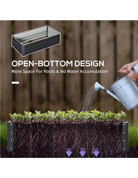 Outsunny Set of 2 Raised Beds for Garden, Galvanised Outdoor Planters for Herbs Vegetables, Use for Patio Balcony, Grey - pic 187073 | FastDaddyshop
