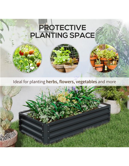 Outsunny Set of 2 Raised Beds for Garden, Galvanised Outdoor Planters for Herbs Vegetables, Use for Patio Balcony, Grey - pic 187074 | FastDaddyshop