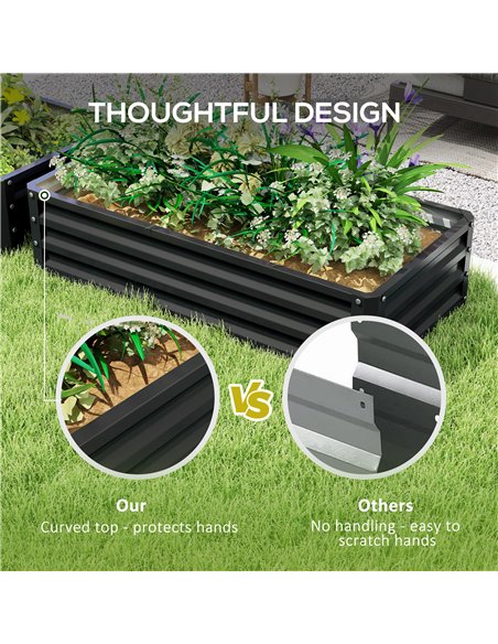 Outsunny Set of 2 Raised Beds for Garden, Galvanised Outdoor Planters for Herbs Vegetables, Use for Patio Balcony, Grey - pic 187075 | FastDaddyshop