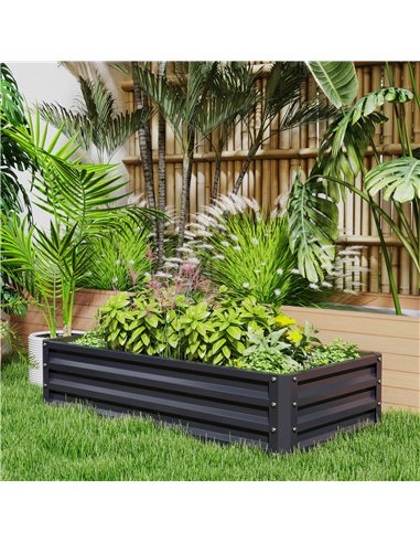 Outsunny Set of 2 Raised Beds for Garden, Galvanised Outdoor Planters for Herbs Vegetables, Use for Patio Balcony, Grey