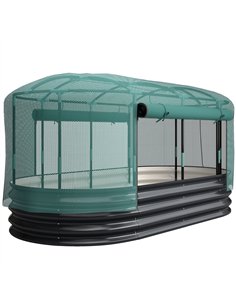 Outsunny Galvanised Raised Garden Bed Kit with Self Watering System and Mesh Cover, Garden Boxes, 6x3Ft, Dark Grey and Green