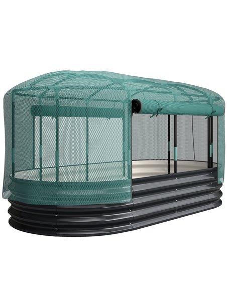 Outsunny Galvanised Raised Garden Bed Kit with Self Watering System and Mesh Cover, Garden Boxes, 6x3Ft, Dark Grey and Green - pic 187078 | FastDaddyshop