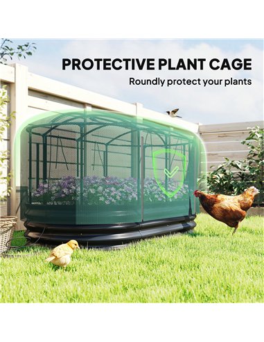 Outsunny Galvanised Raised Garden Bed Kit with Self Watering System and Mesh Cover, Garden Boxes, 6x3Ft, Dark Grey and Green