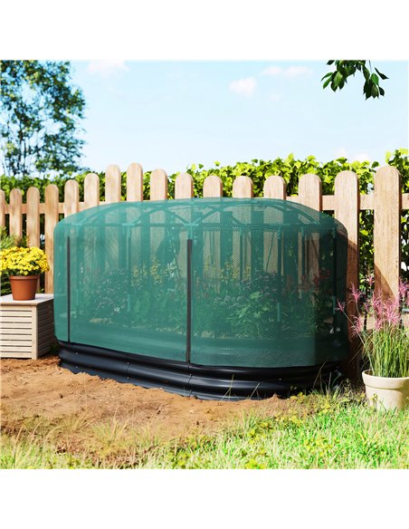 Outsunny Galvanised Raised Garden Bed Kit with Self Watering System and Mesh Cover, Garden Boxes, 6x3Ft, Dark Grey and Green - pic 187086 | FastDaddyshop