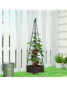 Outsunny Raised Bed for Garden, Raised Garden Bed Planter Box with Trellis, Self Watering, Drainage Holes and Plugs 2