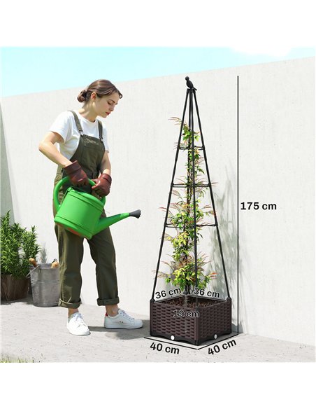 Outsunny Raised Bed for Garden, Raised Garden Bed Planter Box with Trellis, Self Watering, Drainage Holes and Plugs - pic 187089 | FastDaddyshop