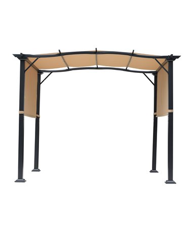Outsunny 3x2.45x2.3m Outdoor Retractable Pergola with Two Adjustable Side Canopy, Steel Khaki