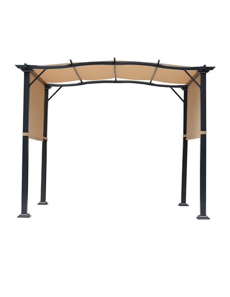 Outsunny 3x2.45x2.3m Outdoor Retractable Pergola with Two Adjustable Side Canopy, Steel Khaki - pic 18709 | FastDaddyshop