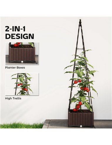 Outsunny Raised Bed for Garden, Raised Garden Bed Planter Box with Trellis, Self Watering, Drainage Holes and Plugs