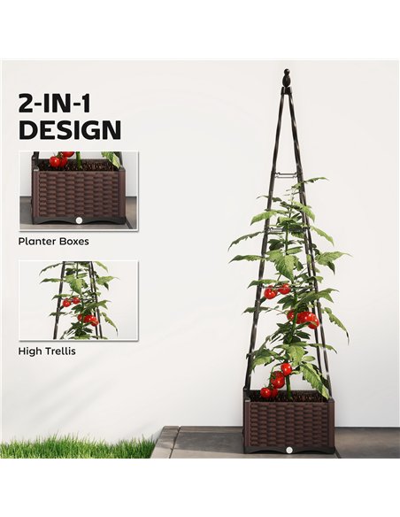Outsunny Raised Bed for Garden, Raised Garden Bed Planter Box with Trellis, Self Watering, Drainage Holes and Plugs - pic 187090 | FastDaddyshop
