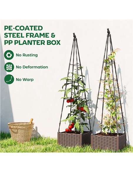 Outsunny Raised Bed for Garden, Raised Garden Bed Planter Box with Trellis, Self Watering, Drainage Holes and Plugs - pic 187093 | FastDaddyshop
