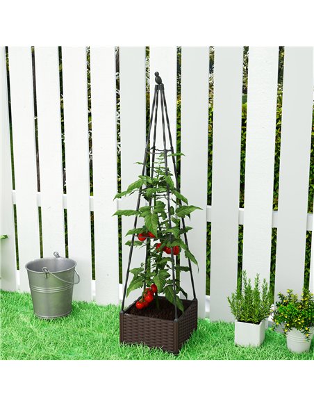 Outsunny Raised Bed for Garden, Raised Garden Bed Planter Box with Trellis, Self Watering, Drainage Holes and Plugs - pic 187094 | FastDaddyshop