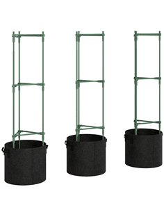 Outsunny 3 Packs Tomato Cages with 83.7L Grow Bags, 47.2" Adjutstable Triangle Plant Stakes Support Trellis with Planter Bags