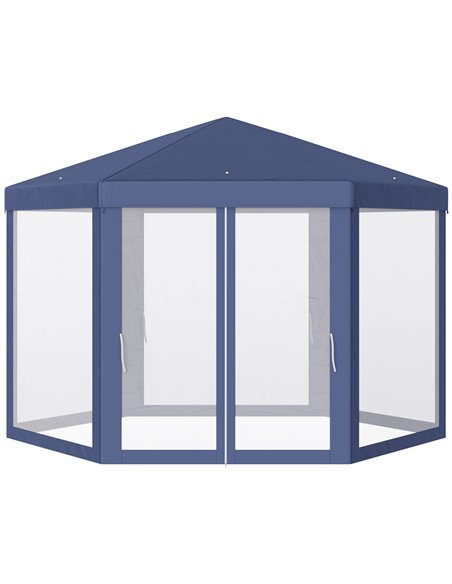 Outsunny 4x4M Netting Gazebo, Shade Resistant Hexagon Tent, Blue - pic 18710 | FastDaddyshop