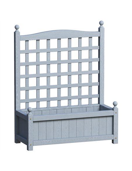 Outsunny Garden Planters with Trellis for Climbing Vines, Wood Raised Beds for Garden, Flower Pot, Indoor Outdoor, Grey - pic 187105 | FastDaddyshop