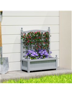 Outsunny Garden Planters with Trellis for Climbing Vines, Wood Raised Beds for Garden, Flower Pot, Indoor Outdoor, Grey 2