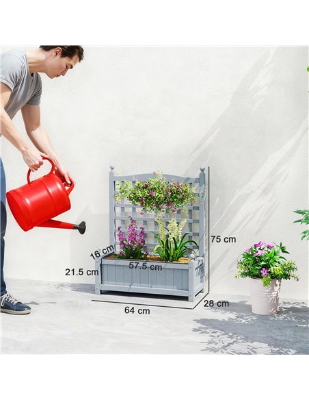 Outsunny Garden Planters with Trellis for Climbing Vines, Wood Raised Beds for Garden, Flower Pot, Indoor Outdoor, Grey - pic 187107 | FastDaddyshop