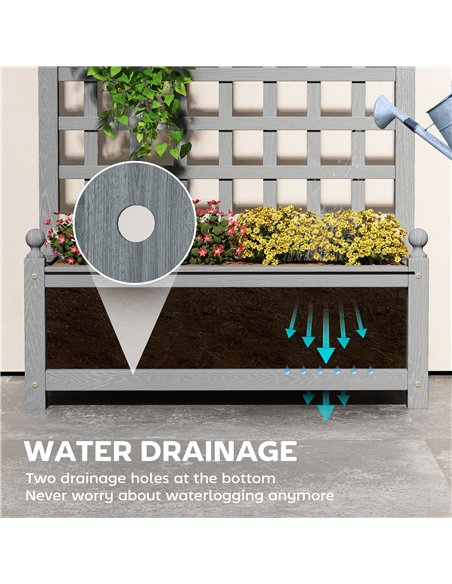 Outsunny Garden Planters with Trellis for Climbing Vines, Wood Raised Beds for Garden, Flower Pot, Indoor Outdoor, Grey - pic 187109 | FastDaddyshop