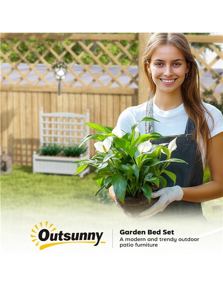 Outsunny Garden Planters with Trellis for Climbing Vines, Wood Raised Beds for Garden, Flower Pot, Indoor Outdoor, Grey - pic 187113 | FastDaddyshop