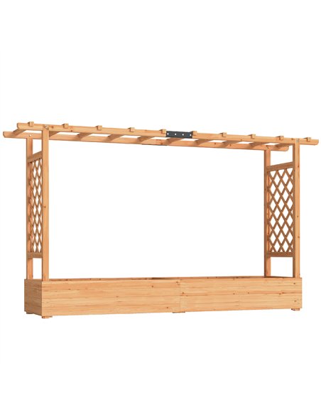 Outsunny Raised Planter with Trellis, Wooden Raised Bed for Garden with Hanging Roof and Drainage Holes, Outdoor Planter Box - pic 187114 | FastDaddyshop