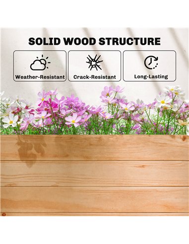 Outsunny Raised Planter with Trellis, Wooden Raised Bed with Hanging Roof and Drainage Holes for Garden, Natural