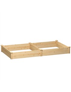 Outsunny Raised Garden Bed, Wooden Planter Box with Divider and Open Bottom for Flowers, Herbs, Vegetables, DIY Painting
