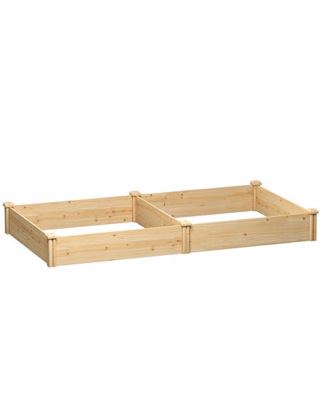 Outsunny Raised Garden Bed, Wooden Planter Box with Divider and Open Bottom for Flowers, Herbs, Vegetables, DIY Painting - pic 187123 | FastDaddyshop