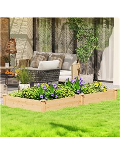Outsunny Raised Garden Bed, Wooden Planter Box with Divider and Open Bottom for Flowers, Herbs, Vegetables, DIY Painting 2