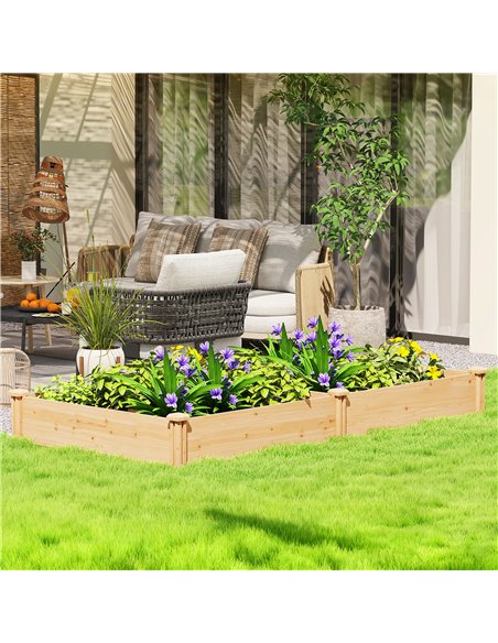 Outsunny Raised Garden Bed, Wooden Planter Box with Divider and Open Bottom for Flowers, Herbs, Vegetables, DIY Painting - pic 187124 | FastDaddyshop