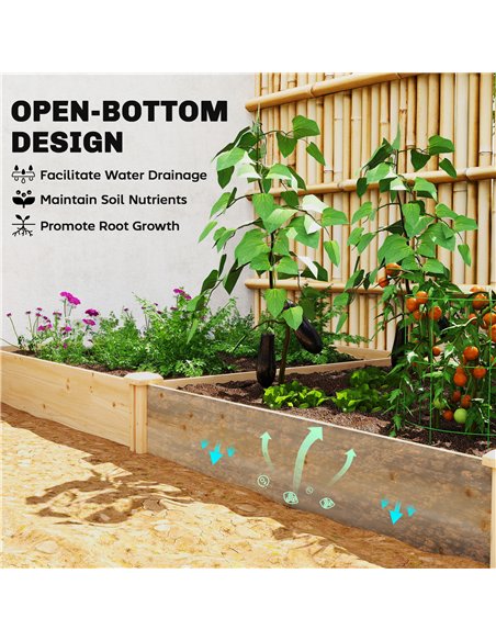 Outsunny Raised Garden Bed, Wooden Planter Box with Divider and Open Bottom for Flowers, Herbs, Vegetables, DIY Painting - pic 187127 | FastDaddyshop