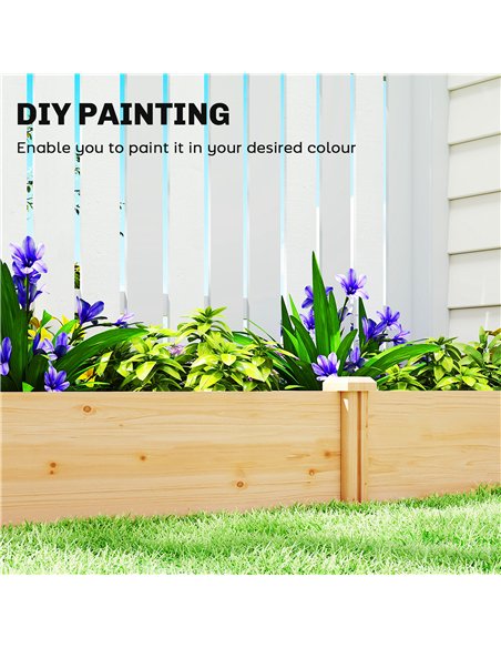 Outsunny Raised Garden Bed, Wooden Planter Box with Divider and Open Bottom for Flowers, Herbs, Vegetables, DIY Painting - pic 187128 | FastDaddyshop