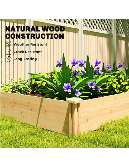 Outsunny Raised Garden Bed, Wooden Planter Box with Divider and Open Bottom for Flowers, Herbs, Vegetables, DIY Painting - pic 187129 | FastDaddyshop