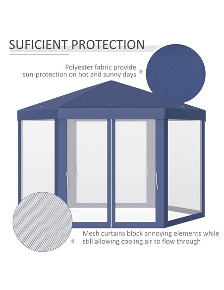Outsunny 4x4M Netting Gazebo, Shade Resistant Hexagon Tent, Blue - pic 18713 | FastDaddyshop
