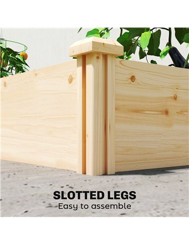 Outsunny Raised Garden Bed, Wooden Planter Box with Divider and Open Bottom for Flowers, Herbs, Vegetables, DIY Painting