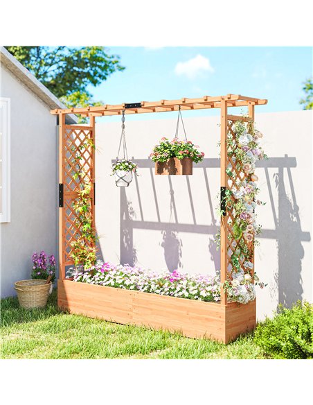 Outsunny Fir Wood 171 x 39 cm Planter and Trellis Garden Bed - pic 187133 | FastDaddyshop