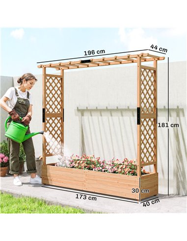 Outsunny Fir Wood 171 x 39 cm Planter and Trellis Garden Bed