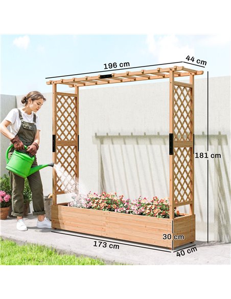 Outsunny Fir Wood 171 x 39 cm Planter and Trellis Garden Bed - pic 187134 | FastDaddyshop