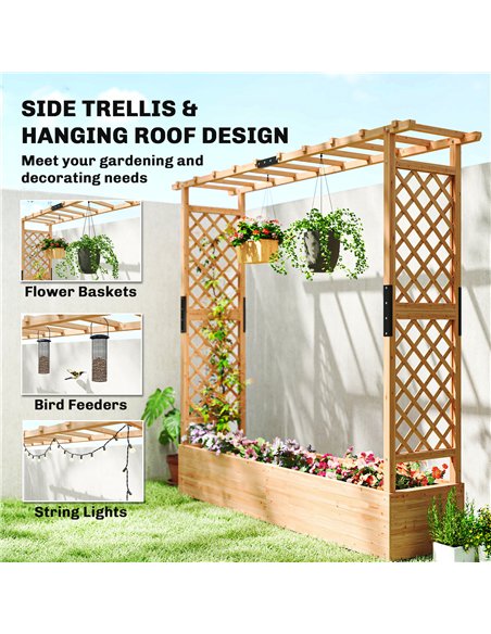 Outsunny Fir Wood 171 x 39 cm Planter and Trellis Garden Bed - pic 187136 | FastDaddyshop