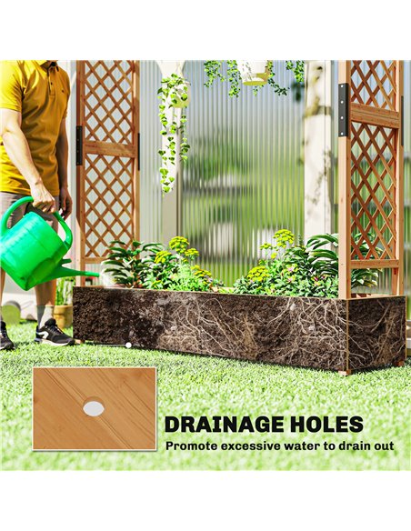 Outsunny Fir Wood 171 x 39 cm Planter and Trellis Garden Bed - pic 187137 | FastDaddyshop