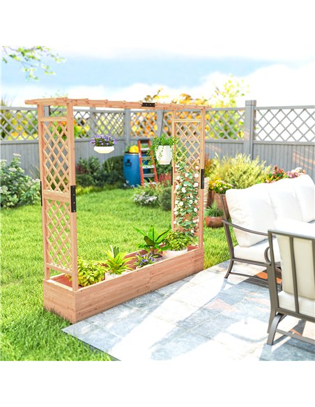 Outsunny Fir Wood 171 x 39 cm Planter and Trellis Garden Bed - pic 187139 | FastDaddyshop