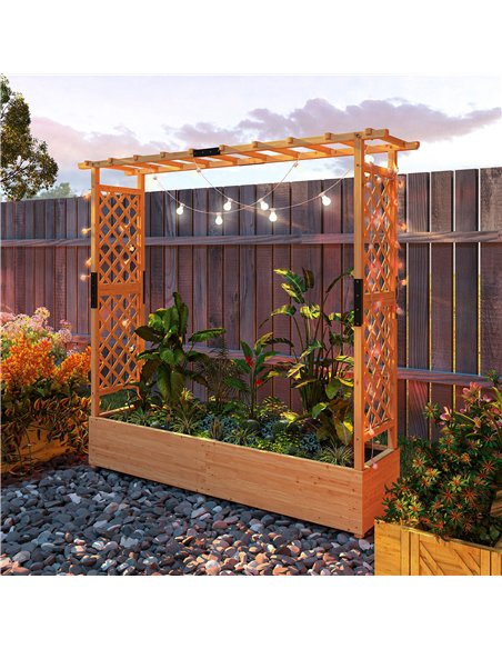 Outsunny Fir Wood 171 x 39 cm Planter and Trellis Garden Bed - pic 187140 | FastDaddyshop