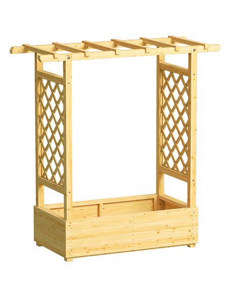 Outsunny Garden Planter with Trellis, Wooden Raised Bed for Garden with Hanging Roof and Drainage Holes, Outdoor Trellis Planter - pic 187141 | FastDaddyshop