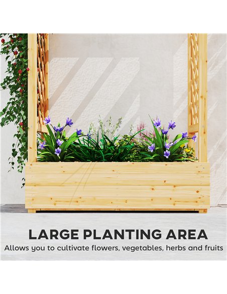 Outsunny Garden Planter with Trellis, Wooden Raised Bed for Garden with Hanging Roof and Drainage Holes, Outdoor Trellis Planter - pic 187144 | FastDaddyshop