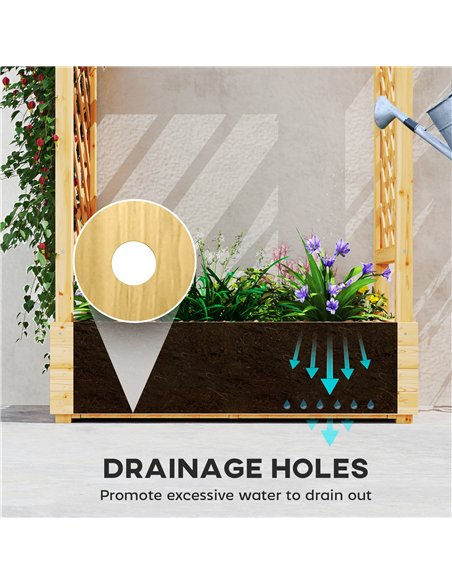 Outsunny Garden Planter with Trellis, Wooden Raised Bed for Garden with Hanging Roof and Drainage Holes, Outdoor Trellis Planter - pic 187146 | FastDaddyshop