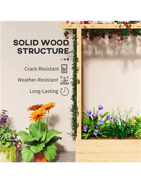 Outsunny Garden Planter with Trellis, Wooden Raised Bed for Garden with Hanging Roof and Drainage Holes, Outdoor Trellis Planter - pic 187147 | FastDaddyshop